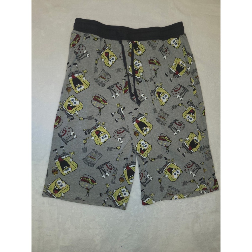 097- SpongeBob SquarePants Lounge Shorts Men's XXL Gray  Shorts Drawstring